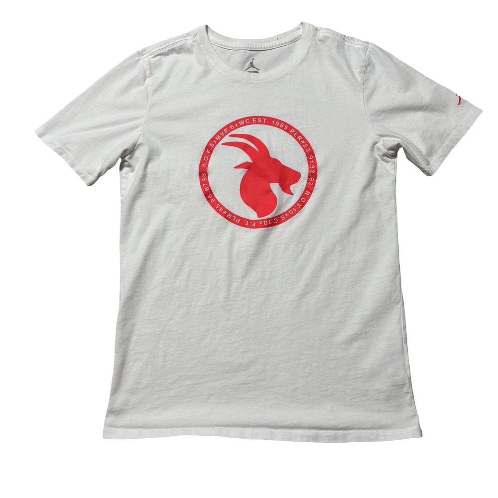 Jordan Men's GOAT Graphic Logo T Shirt White Size Small